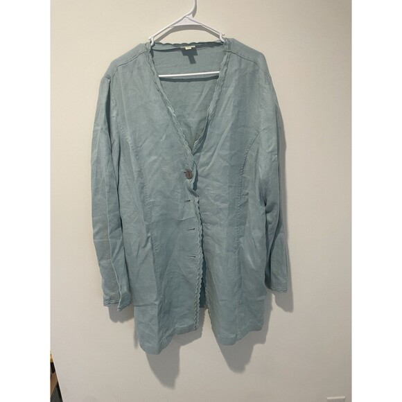 J. Jill Tops - J. Jill Blue 100% Linen Blouse Women's Button Up Tunic Size XLT